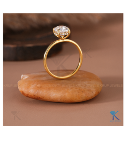 Designer Oval Cut <b>Solitaire</b> Diamond <b>Ring</b> 18K Gold Engagement <b>Ring</b> for Women Bridal Wedding Jewelry Custom Fine Jewelry - Product Image 5