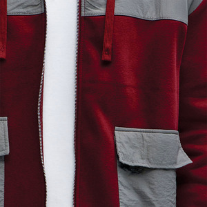 Ensemble sweat à capuche zippé et pantalon de jogging unisexe en molleton de coton épais 380/400g, style streetwear décontracté, coupe oversize, avec patch en nylon pour l'hiver - Product Image 4