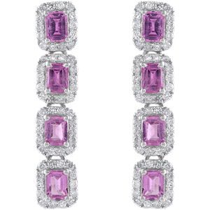 Pendientes de diamantes y zafiro rosa en plata de ley 92,5 KLST-30760 - Product Image 1