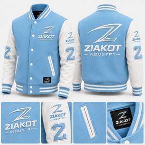 Chaqueta de Béisbol Azul Claro para Hombre ZIAKOT con Diseño de Sublimación con Estampado de Garza, Corte Regular, Ropa Casual para Primavera - Product Image 5