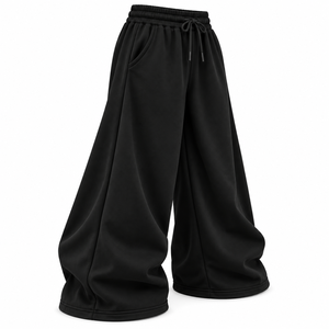 Pantalones Capri de Pierna Ancha para Hombre, Color Sólido, con Cintura Ajustable con Cordón y Bolsillos, Estilo Casual, Tela de Algodón Transpirable - Product Image 3