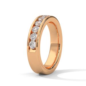 Anillo de Eternidad de Oro Rosa con Diamante Cultivado en Laboratorio con Corte Esmeralda, Anillo Delgado para Aniversario de Bodas, Joyería Fina para Regalo y Uso Diario - Product Image 2