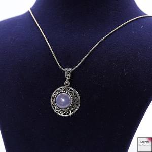 Pendentif en argent 925 plaqué or avec calcédoine bleue naturelle, bijoux en pierres précieuses pour femmes, fournisseur en gros du Rajasthan, fabricant - Product Image 1