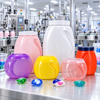 Pot d'emballage pour capsules de lessive en PET vierge, en stock usine, plusieurs capacités, couleur personnalisée, marque privée, OEM ODM
