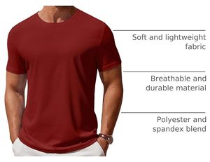 T-shirt à manches longues pour homme, rouge uni, coupe ample, col rond, décontracté, respirant, 100% coton, écologique - Product Image 6