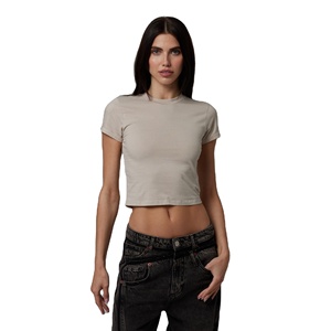 Camiseta Corta Personalizada para Mujer, Estilo Y2K, Ajustada, 95% Algodón, 5% Elastano, Suave y Elástica, Manga Corta, Informal, Estilo Urbano, OEM - Product Image 1