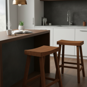 เก้าอี้บาร์ทรงสูง ไม้ยางพาราแท้ ทรงกลม ทันสมัย เรียบง่าย เฟอร์นิเจอร์บ้าน ทนทาน น้ำหนักเบา - Product Image 6