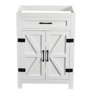 Mobile bagno lavabo a doppia anta in truciolato melaminico bianco lavato, con ripiani interni a U, 61x47x85cm - Product Image 2
