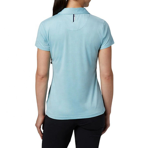 Women's <b>Light</b> <b>Blue</b> Short Sleeve <b>Polo</b> <b>Shirt</b> Solid Color Knitted Polyester Casual Breathable Regular Fit - Product Image 2