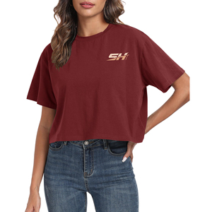 T-shirt court pour femme de qualité supérieure, logo personnalisé imprimé, très tendance, respirant, coupe ajustée, idéal pour l'été, prix bas. - Product Image 1