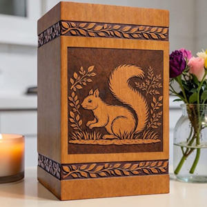 Handcrafted Wooden Urn <b>Box</b>, Squirrel Nature Engraved Cremation <b>Keepsake</b> by AYAANS - Product Image 1