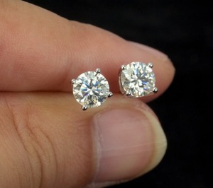 Pendientes de Diamantes Cultivados en Laboratorio HPHT CVD, Corte Brillante Redondo de 2CT, Joyería de Diamantes Cultivados en Laboratorio, Pendientes de Tornillo para Mujer y Hombre - Product Image 2