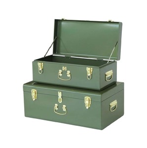 Green Color Elegant Style Metal Trunk <b>Treasure</b> <b>Chest</b> Set - Product Image 1