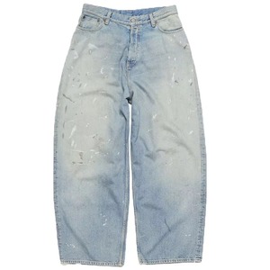 กางเกงยีนส์ทรงหลวมสำหรับผู้ชายสไตล์วินเทจ สีซีดแบบไลท์วอช แต่งลายเพ้นท์สเปรย์ กางเกงเดนิมทรงโอเวอร์ไซส์ สตรีทแวร์ - Product Image 5