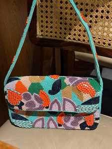 กระเป๋าผ้าฝ้ายปักลายดอกไม้ทำมือ ALI FASHION ART รูปทรงสี่เหลี่ยมผืนผ้า สีชมพู ปักหลากสี ซักได้ ใช้ได้ทุกวัน - Product Image 5