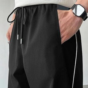 Men Eco-Friendly Lightweight <b>Nylon</b> <b>Jogger</b> Pants Elastic Waist Drawstring Closure Reflective Stripe Custom Left Leg Logo 6XL - Product Image 2