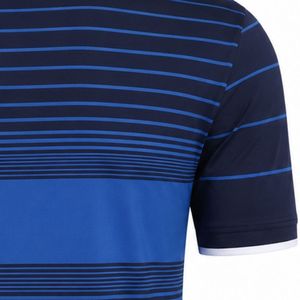 Men's <b>Navy</b> Blue Striped Sublimation Polo Shirt Short Sleeve Lightweight Athletic Wear Comfortable Golf Clothing for Sports - Product Image 5