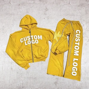 Conjunto de Chándal de Dos Piezas con Cremallera, Bordado, Lavado Ácido, Efecto Desgastado por el Sol, de Alta Calidad, Estilo Oversize Urbano para Invierno - Product Image 2