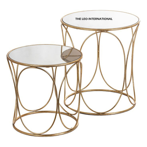 Stylish Eco-Friendly Gold-Plated Furniture <b>Set</b> 2pcs Modern <b>Nesting</b> <b>Coffee</b> <b>Table</b> for Living Room Guest Room Classic Style - Product Image 2