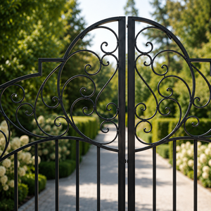 Portail d'entrée de luxe en fer forgé noir, portail principal décoratif, portail de villa en métal, fournisseur en gros - Product Image 3