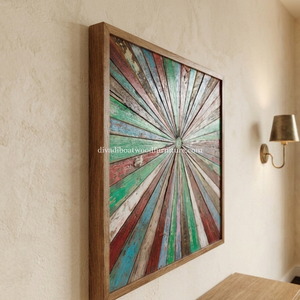 DIVADI Mosaico de Pared Decorativo Náutico de Madera Reciclada Hecho a Mano, Forma Cuadrada, 5cm de Grosor, Pequeño Sol - Product Image 5