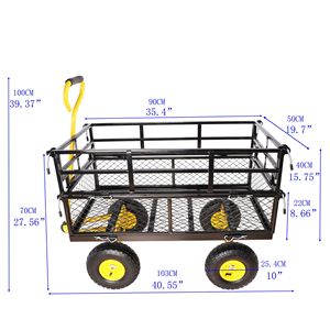 Carrelli da giardino per carrelli a mano e carrelli per facile trasporto di legna da ardere giallo & nero - Product Image 2