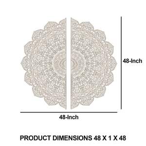 Panneau mural en bois sculpté à la main en forme de demi-lune de 48 pouces, décor floral, blanc antique - Product Image 2