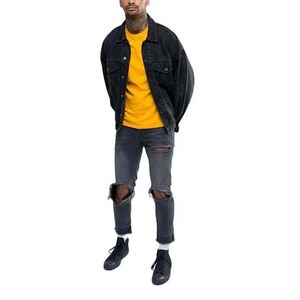 T-shirts style urbain pour hommes, manches courtes, couleur jaune, en coton respirant, grandes tailles, col rond, coupe ajustée, chemises pour hommes 2025 - Product Image 5