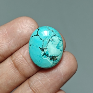 Turquoise naturelle du Hubei, cabochon ovale, pierre précieuse turquoise pour la fabrication, 20x17x5 mm. 11 Ct. E671 - Product Image 3