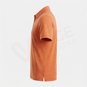 Polo en jersey de coton à manches courtes pour homme, couleur orange, décontracté, respirant, design tricoté uni, coupe classique - Product Image 3