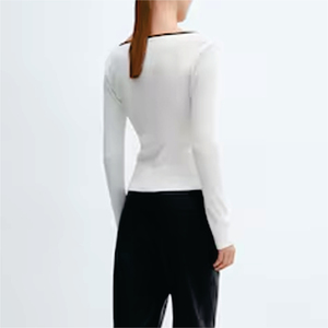 <b>Women's</b> <b>White</b> <b>Long</b> <b>Sleeve</b> Scoop Neck Nonwoven <b>T</b>-<b>Shirt</b> Regular Fit Solid Color Minimalist Style 100% Organic Cotton Eco-Friendly - Product Image 6