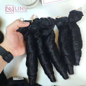 Precio de fábrica 100% Peluca de encaje de Trama humana vietnamita virgen cruda rizo de primavera Color negro Natural extensiones de cabello súper doble dibujado - Product Image 2