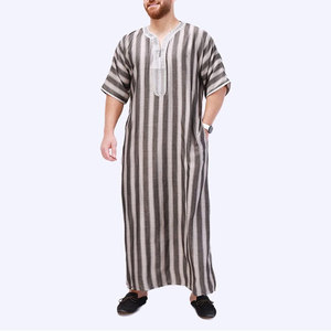 เสื้อผ้ามุสลิมแบบเรียบร้อยพร้อมโลโก้สั่งทำได้ในราคาที่เหมาะสม ชุดญุบบะห์ผู้ชายแบบหรูหราสไตล์อาหรับ คอตั้ง เสื้อคลุมยาว / ทาวบ์ - Product Image 3