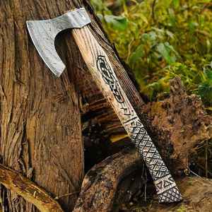 Profession Handmade Hand Forged High Carbon Steel Functional Bearded Outdoor <b>Axe</b> Wood Handle Handmade <b>Viking</b> Tomahawk <b>Axe</b> Gift - Product Image 6