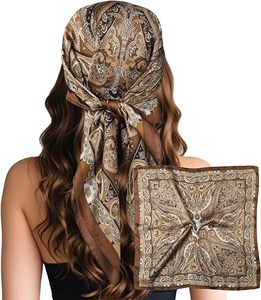Women Silk Square <b>Hijab</b> With Paisley Pattern Multifunctional Head Scarf For Daily Wear All Seasons - Product Image 3