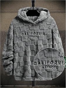 Superior international <b>Hoodies</b> for <b>Men</b> Fuzzy <b>Sherpa</b> Pullover Letter Graphic Embroidery Long Sleeve Fall Winter <b>Fleece</b> Hooded - Product Image 2