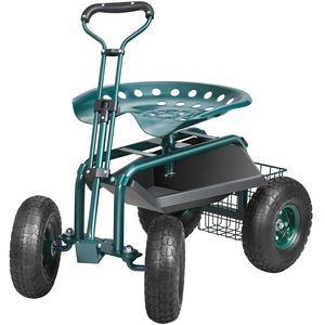 Carrello da Giardinaggio con Sedile Girevole a 360 Gradi, Pieghevole, con Ruote Orientabili a 360 Gradi, Carrello per Piantumazione con Manubrio - Product Image 5