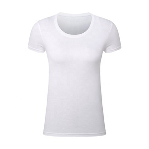 Camiseta de algodón peinado de secado rápido con cuello redondo, camisetas de manga corta de Color sólido, logotipo personalizable bordado, camiseta OEM en blanco para mujer - Product Image 5