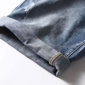 Shorts en jean droits pour homme avec logo personnalisé brodé, séchage rapide, respirant, doux, pour l'été, qualité supérieure, streetwear décontracté - Product Image 5