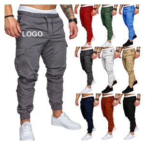 กางเกงขายาวสีพื้นผ้าฝ้ายสำหรับผู้ชาย ไซส์ใหญ่ สไตล์ลำลอง มีกระเป๋า เหมาะสำหรับใส่เล่นกีฬาหรือใส่ลำลอง - Product Image 1