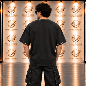 Custom Made Vintage Graphic T <b>Shirt</b> Men Washed Oversized <b>Shirt</b> Heavyweight Cotton <b>Studded</b> Rhinestone Crew Neck Streetwear Tees - Product Image 3