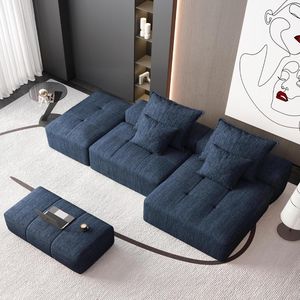 Divano Componibile Moderno Oversize con Tessuto in Ciniglia Scintillante, Cuscini Morbidi e Braccioli per Soggiorno - Product Image 5