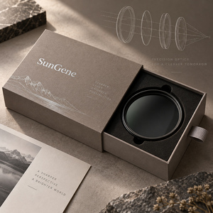 Custom Taupe Silver Drawer <b>Box</b> for Premium Camera Lens Filters with Layered Protective Insert - Product Image 1