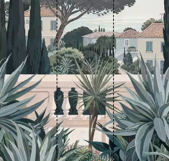Papel Tapiz Fotográfico Murales Finca Azul Marrón Crema Vinilo No Tejido Mural Plantas para Hotel Scenic - Product Image 3