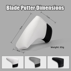 SOSH4 <b>Golf</b> Putter Headcover White PU Leather Magnetic Closure Portable 3D Embroidery Hole in One Design Durable Blade Style - Product Image 2