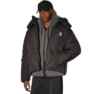 Chaqueta Acolchada con Capucha para Hombre, Chaqueta de Invierno Acolchada con Diseño de Diamantes, Chaqueta Acolchada Aislante para Clima Frío, Ropa Exterior Informal y Elegante - Product Image 5