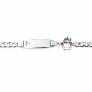 925 Sterling Silver ID Anklet with Unicorn Charm High Polish Color Enamel Cute <b>Animal</b> Style Personalized Jewelry for Girls Kids - Product Image 3