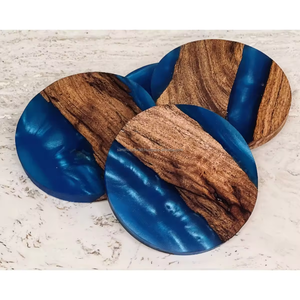 Dessous de verre en bois et résine de style classique faits à la main et personnalisés, napperon en silicone de différentes tailles - Product Image 4