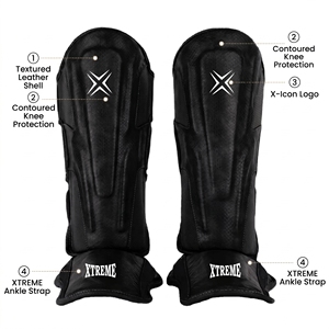 Protections de tibias MMA pour entraînement, protections de tibias pour kickboxing MMA avec sangles réglables, protections de tibias légères pour combattants - Product Image 2