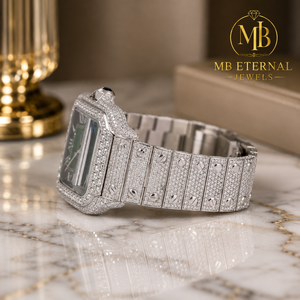 Reloj de Cuarzo Cuadrado con Incrustaciones de Diamantes MB ETERNAL JEWELS, 39 mm, Cristal de Zafiro, Números Romanos, Analógico, Reloj de Lujo - Product Image 3